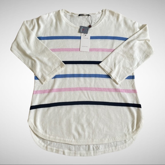 Caroline Grace Striped Cotton/Cashmere Sweater S - Picture 2 of 8